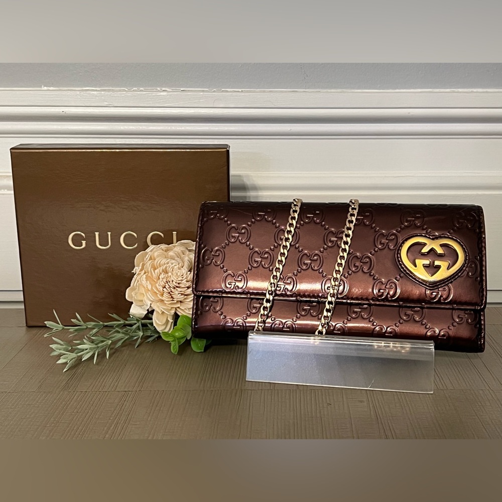 Gucci Guccissma Plum Long Wallet on Chain